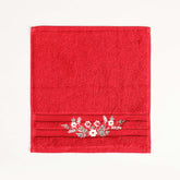 Araceli Embroidered Maroon Face Towel Set of 4